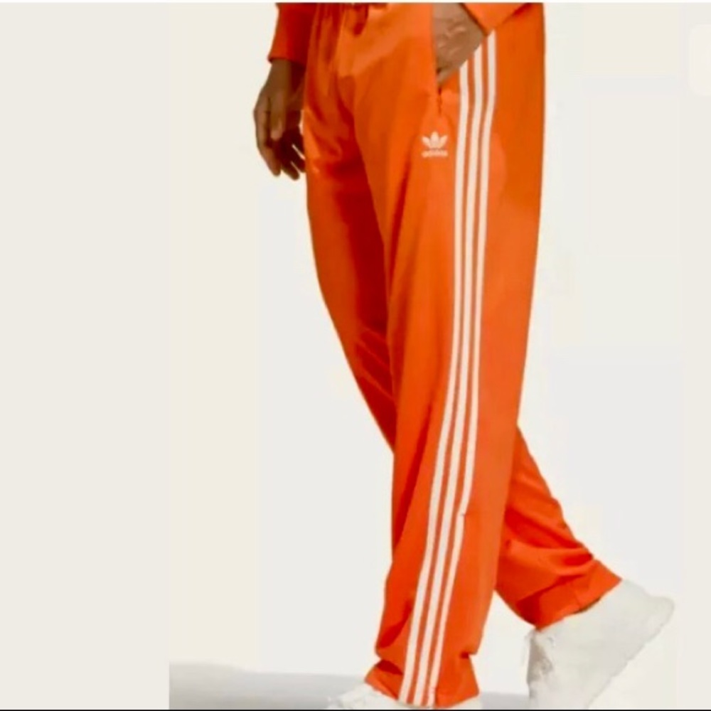 adidas Orange Sweatpants with White Stripes
